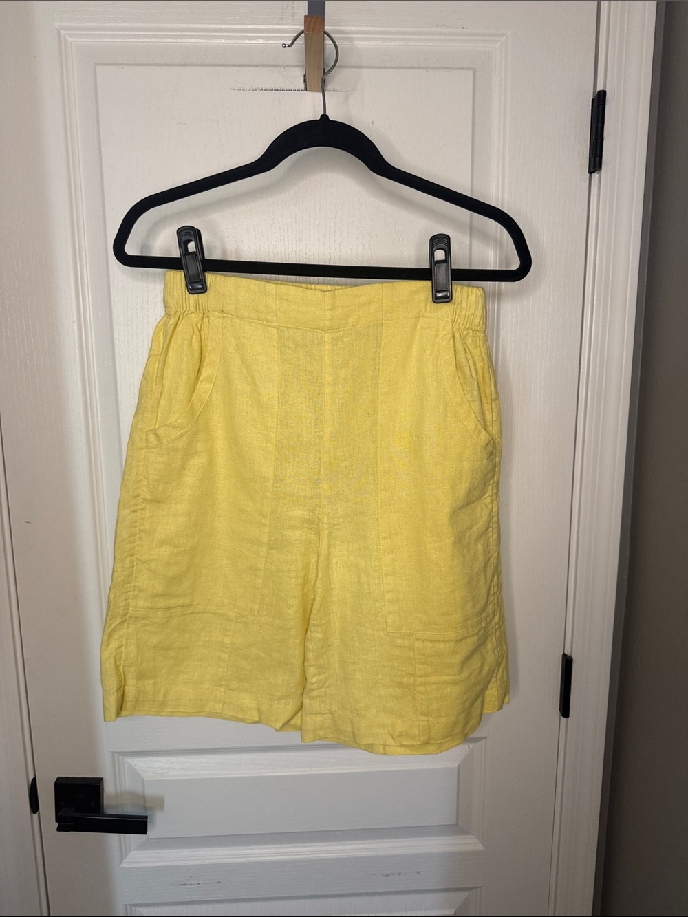 Free People Sunny Yellow Linen Blend Bermuda Shorts